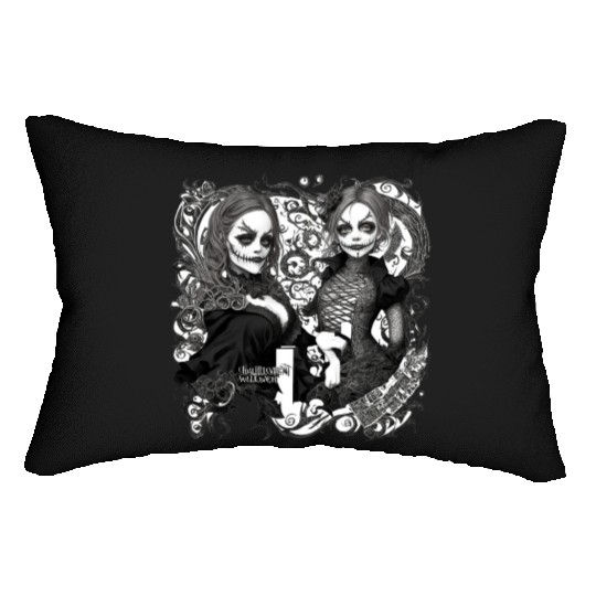 Young witch and pumpkin Halloween 2 Lumbar Pillows