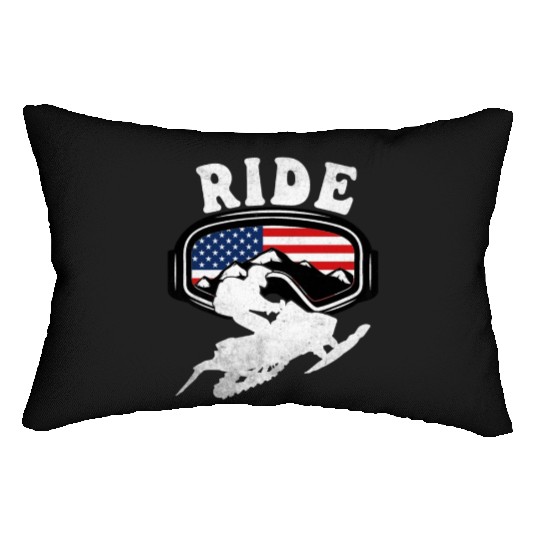 Snowmobile RIDE Snowmobiling Winter Lumbar Pillows