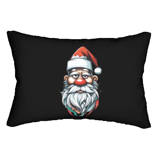 Santa Claus with Santa hat and red nose Lumbar Pillows