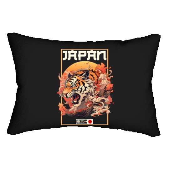 Tokyo Asia 80s Japanese Retro Tiger Lumbar Pillows