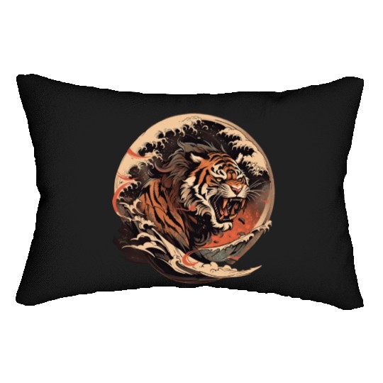 Tokyo Asia 80s Japanese Retro Tiger Lumbar Pillows