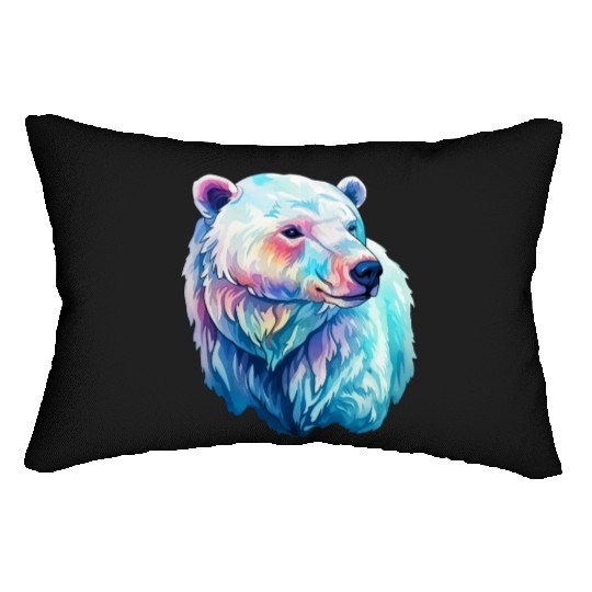 Polar Bear Roar in Winter Wonderland Watercolor Lumbar Pillows