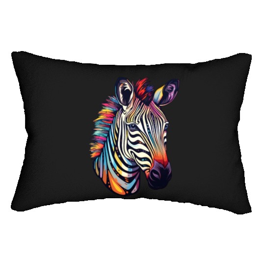 Psychedelic Zebra-Inspired Watercolor Safari Lumbar Pillows