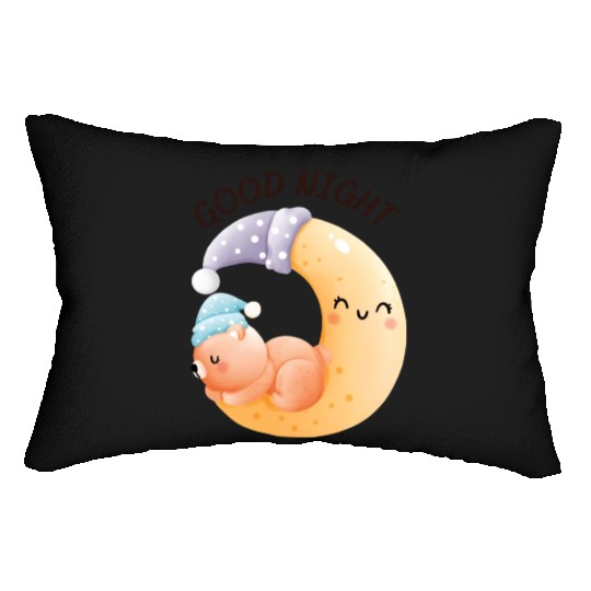 Sleeping Bear On Moon Lumbar Pillows