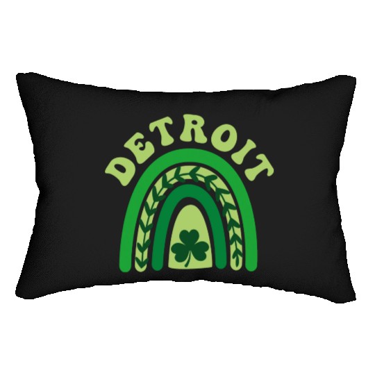 Detroit Michigan Irish Shamrock Kawaii Rainbo St Lumbar Pillows
