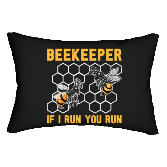 When I run you run too bee funny beekeeper Lumbar Pillows