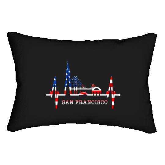 San Francisco Skyline Heartbeat California Lover Lumbar Pillows