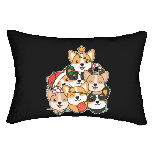 Corgi Christmas Tree Funny Animal Christmas Lumbar Pillows