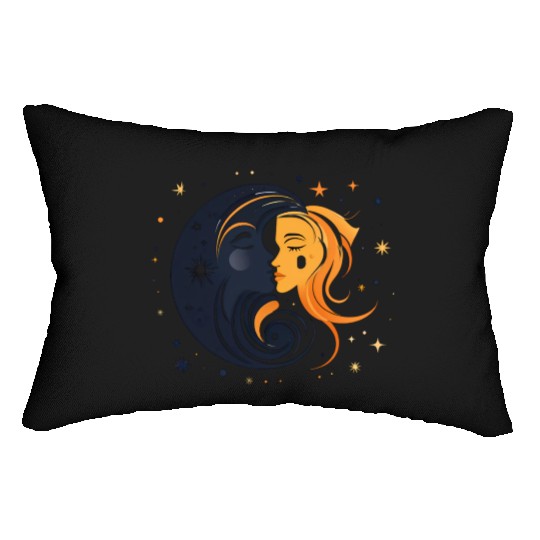 Women And Moon Graphic Lumbar Pillows