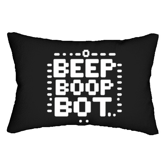 Beep Boop Bot - Retro 8-bit Robot Typography Lumbar Pillows