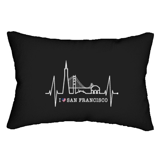 San Francisco Skyline Heartbeat California Lover Lumbar Pillows
