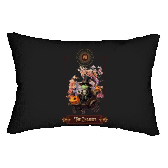 "The Chariot" Frog Tarot Card Lumbar Pillows