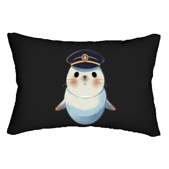 Seal Sailor Cap Boat Captain Cap Boating Seal Lumbar Pillows