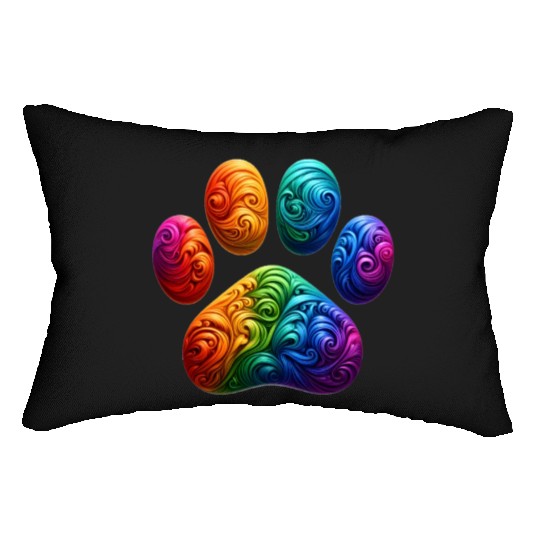Colorful Paw Prints Edition Lumbar Pillows