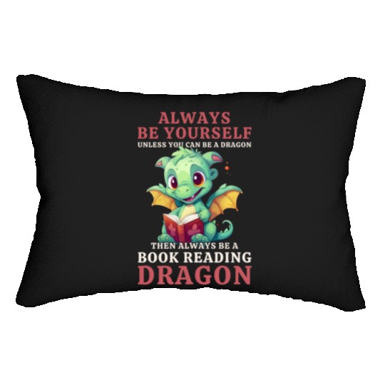 "Always Be Yourself" - Book Reading Green Dragon Lumbar Pillows