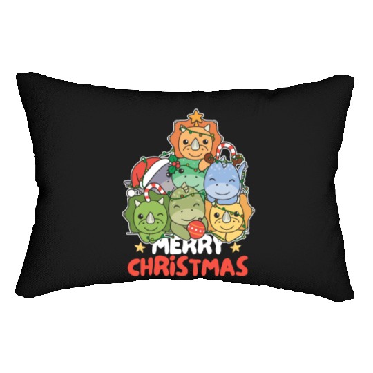 Dinosaur Christmas Tree Merry Christmas Lumbar Pillows