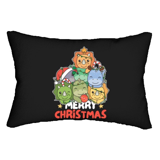 Dinosaur Christmas Tree Merry Christmas Lumbar Pillows