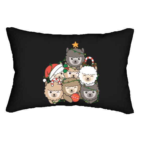 Alpaca Christmas Tree Funny Animal Christmas Lumbar Pillows