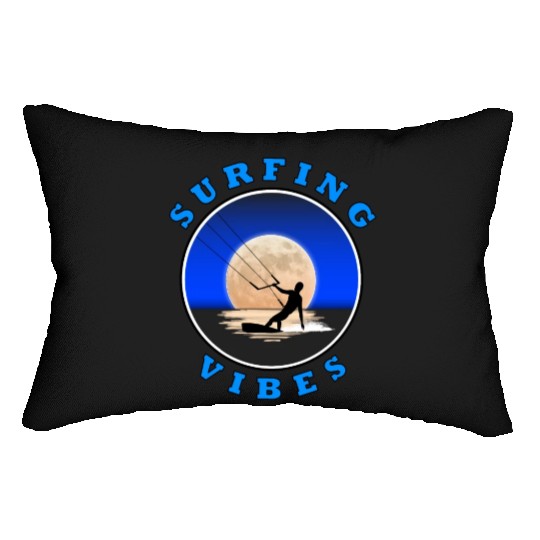 Surfing Vibes - Moon - kite surfer Lumbar Pillows