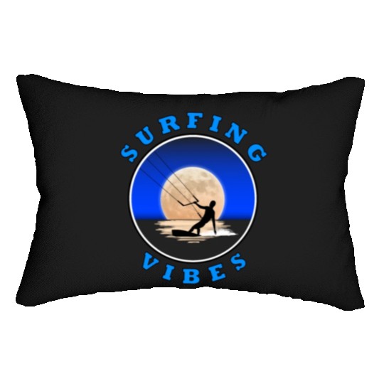 Surfing Vibes - Moon - kite surfer Lumbar Pillows