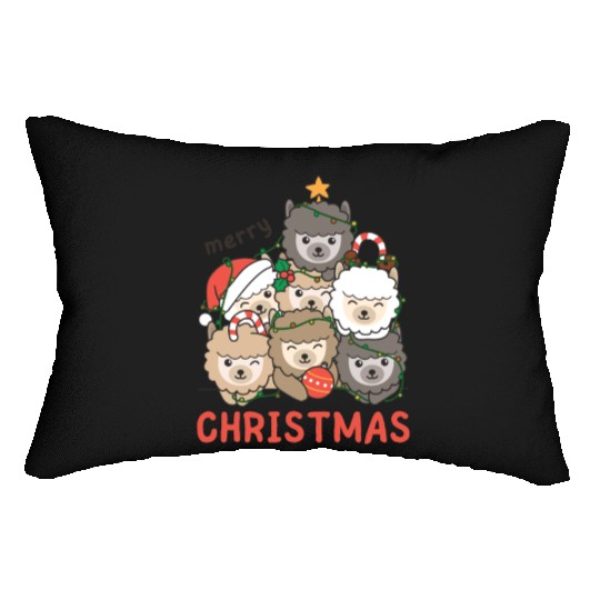 Alpaca Christmas Tree Merry Christmas Lumbar Pillows