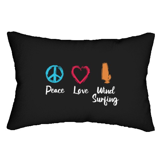 Peace Love Wind Surfing Lumbar Pillows