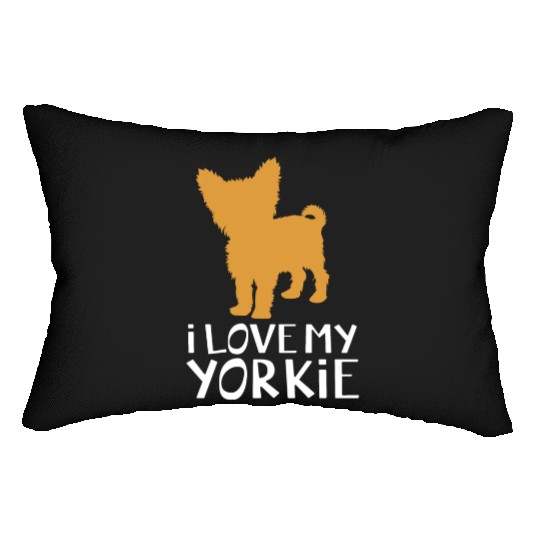 Yorkshire Terrier Dog Silhouette I Love My Yorkie Lumbar Pillows