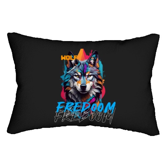 Incredible wolf face street Lumbar Pillows