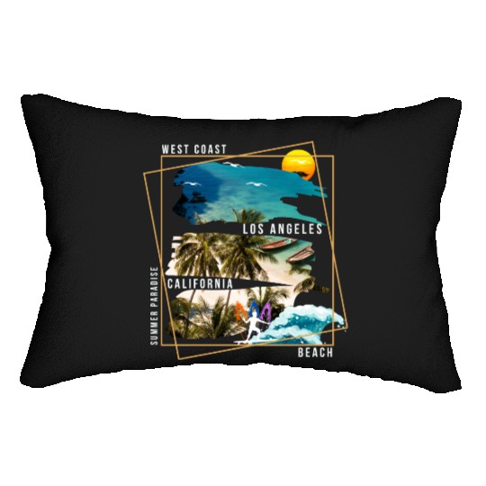 West Coast Los Angeles California Beach Lumbar Pillows