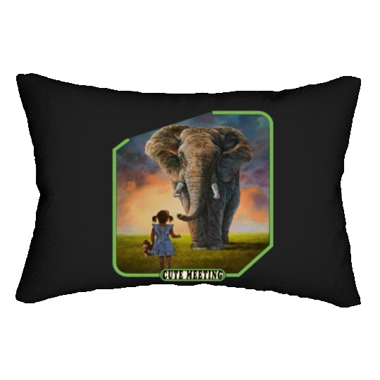 Girl and elephant Lumbar Pillows
