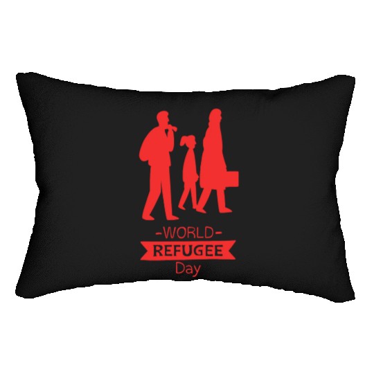 world refugee day red Lumbar Pillows