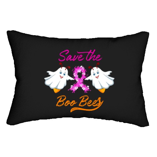 Breast Cancer Halloween Save The Boo Bees Lumbar Pillows