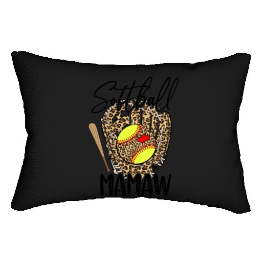 Softball Mamaw Leopard Game Day Softball Lover Lumbar Pillows