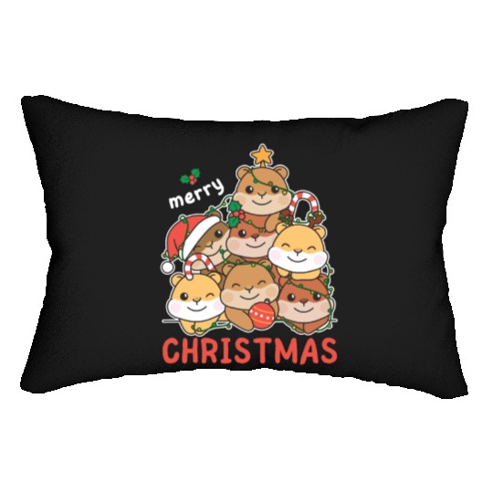 Hamster Christmas Tree Merry Christmas Lumbar Pillows