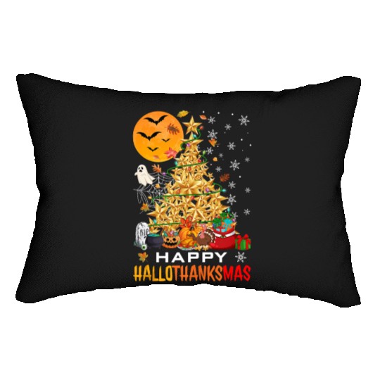 HAPPY HALLOTHANKSMAS CHRISTMAS THANKGIVING Lumbar Pillows