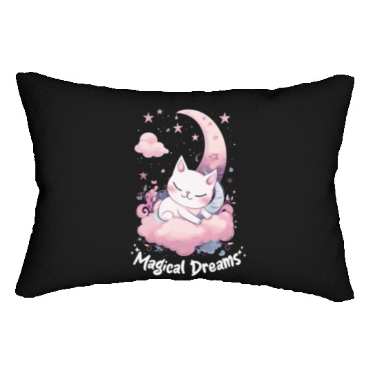 Magical Dreams Sleeping Cat Unicorns Pastel Moon S Lumbar Pillows