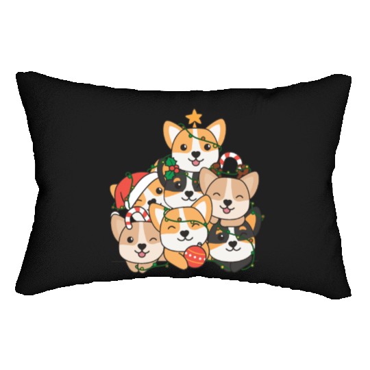 Corgi Christmas Tree Funny Animal Christmas Lumbar Pillows