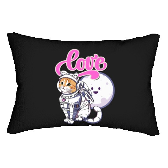 Astronaut Cat Love The Moon Lumbar Pillows