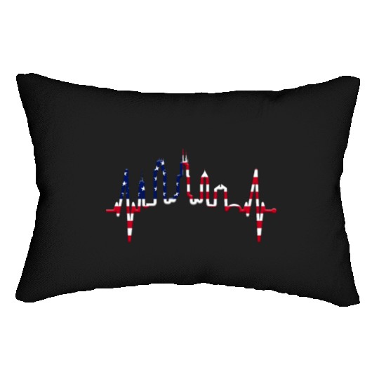 Chicago Skyline Heartbeat USA Heart I Love Chicago Lumbar Pillows