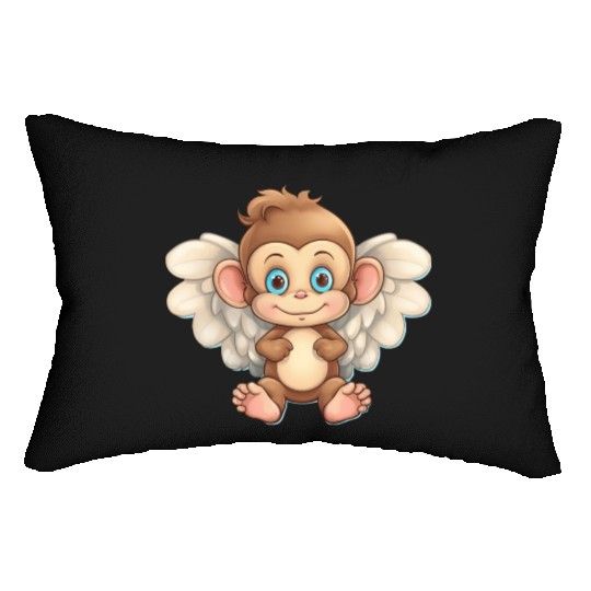 monkey chimpanzee angel flights Lumbar Pillows
