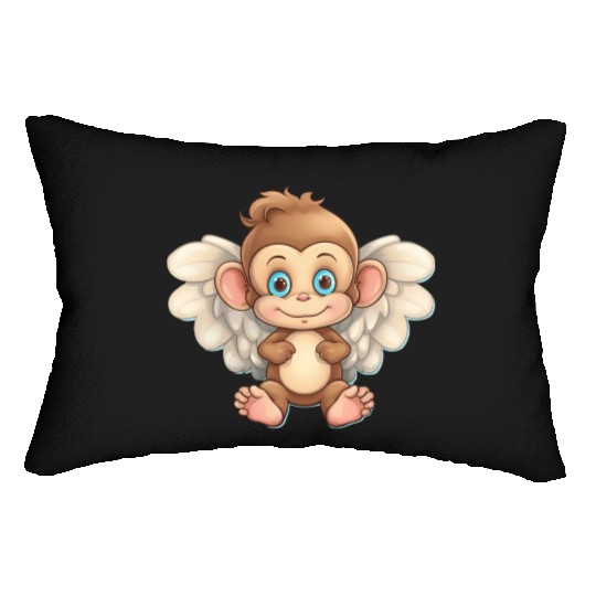 monkey chimpanzee angel flights Lumbar Pillows
