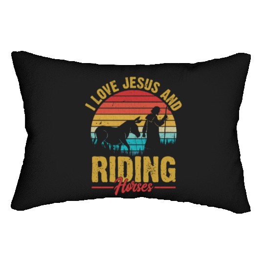 I Love Jesus And Riding Horses Riding Woman Horseb Lumbar Pillows