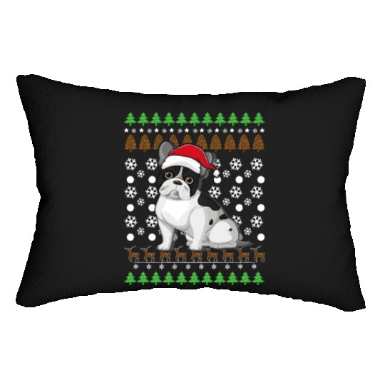 Merry Christmas, French Bulldog, Dog lovers gift Lumbar Pillows