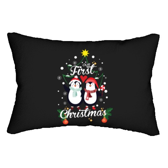 Penguins First Christmas Newborn Lumbar Pillows