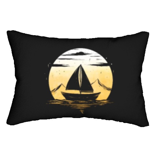Sailboat moon sailing gift for captain holiday Lumbar Pillows