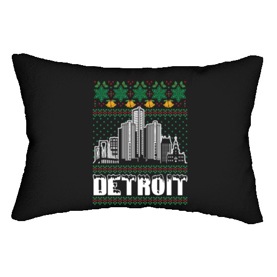 Detroit Michigan Ugly Christmas Lumbar Pillows