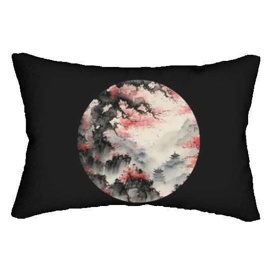 Circle of Serenity: Scenic Ink Art Lumbar Pillows