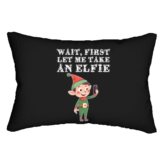 Funny Elf Christmas Pun Let Me Take An Elfie Lumbar Pillows