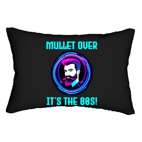 Neon Retro Barber Shop Sign 80s Style Mullet Hair Lumbar Pillows