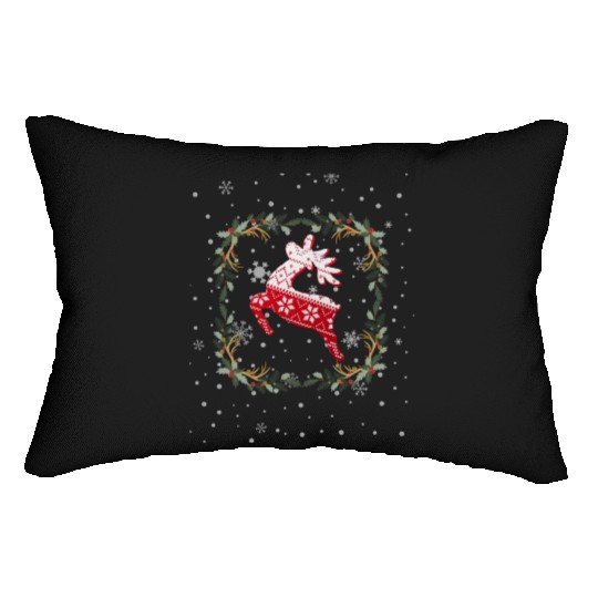 reindeer christmas Lumbar Pillows